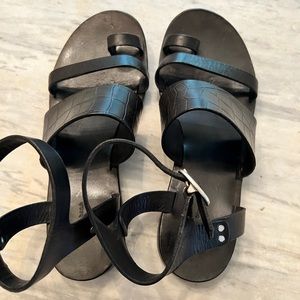 Rag and Bone black leather sandals with cork sole